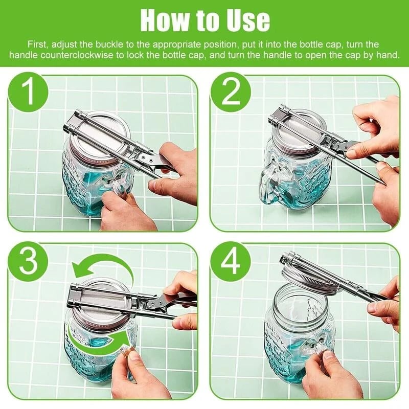 Adjustable stainless steel jar opener — comfortable handle