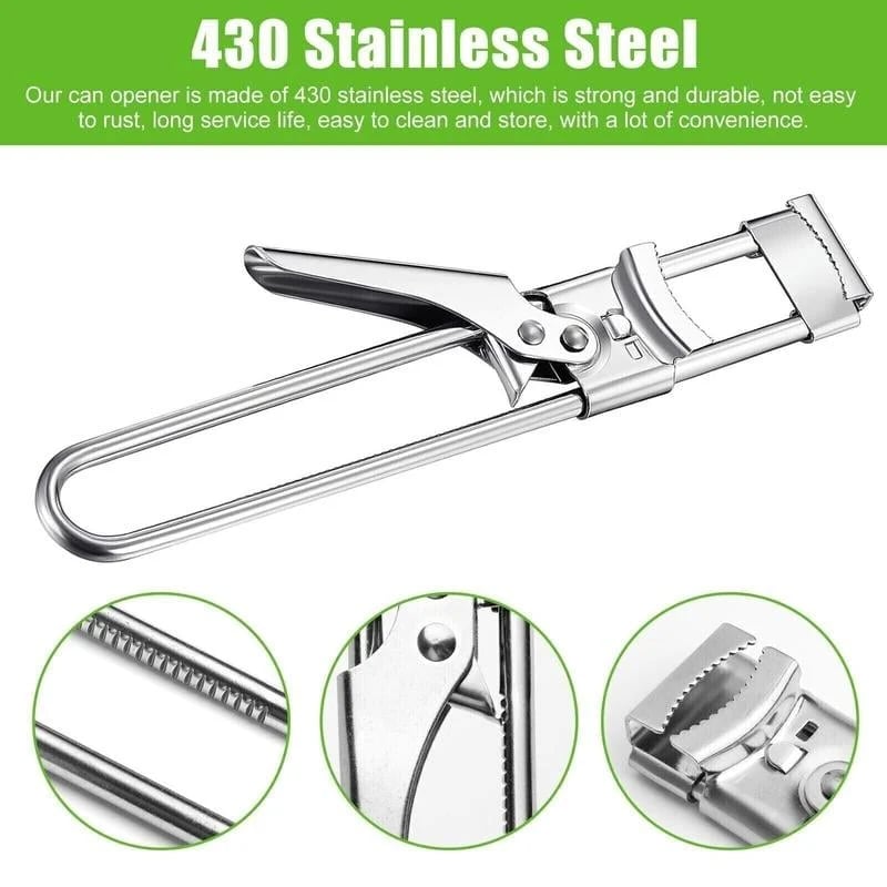 Adjustable stainless steel jar opener — stainless steel construction
