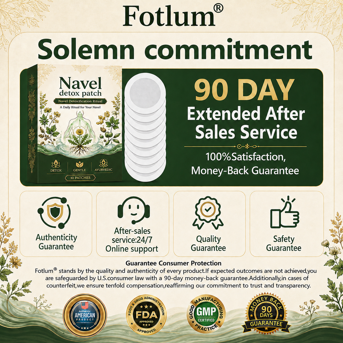Fotlum Navel Detox Patch 90 day after sales service and guarantee