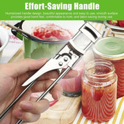 Adjustable stainless steel jar opener — opening a jar