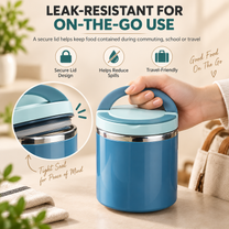Insulated Stainless Steel Lunch Container with Carry Handle – Leak-Resistant Thermal Food Jar-V - 4
