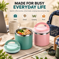 Insulated Stainless Steel Lunch Container with Carry Handle – Leak-Resistant Thermal Food Jar-V - 7