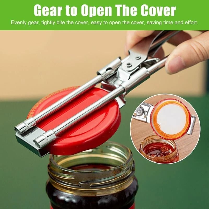 Adjustable stainless steel jar opener — adjustable mechanism