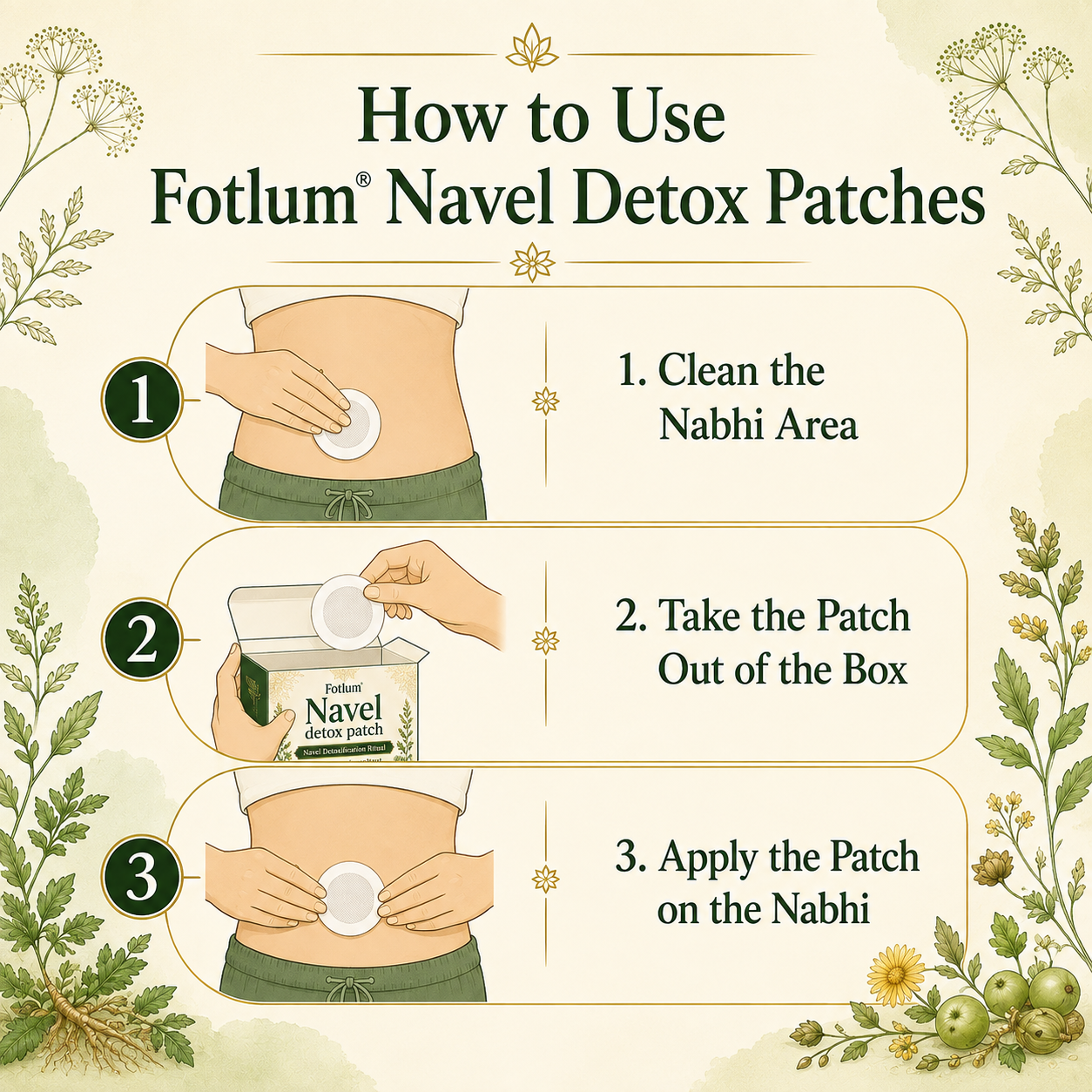 How to use Fotlum Navel Detox Patches step by step