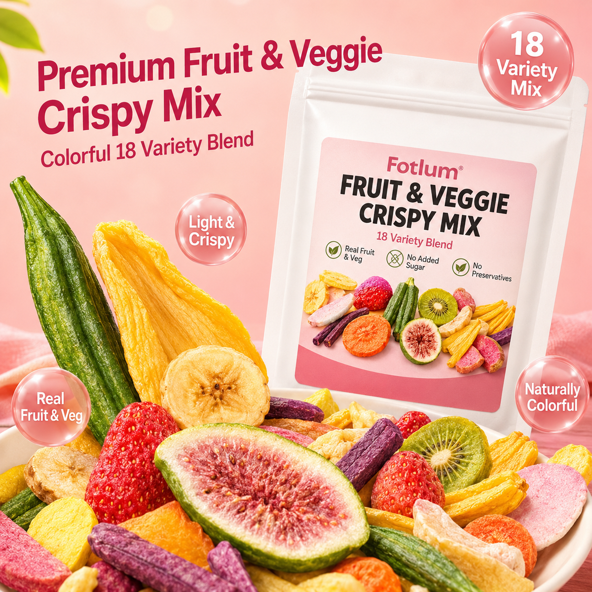 Premium Fruit & Veggie Crispy Mix – 18 Variety Blend image 1