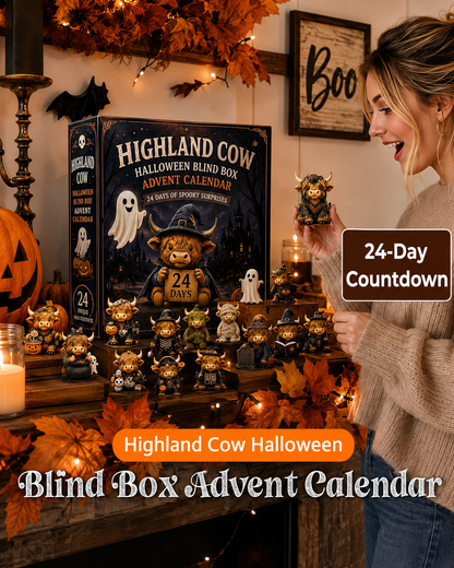 Highland Cow Halloween Advent Calendar 24 day countdown lifestyle image