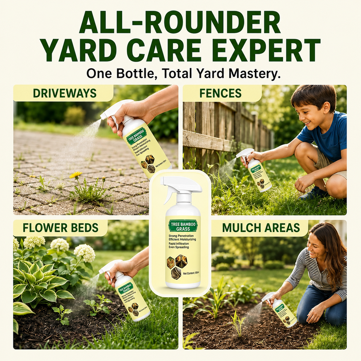 Natural weed and grass killer spray for driveways fences flower beds and mulch areas